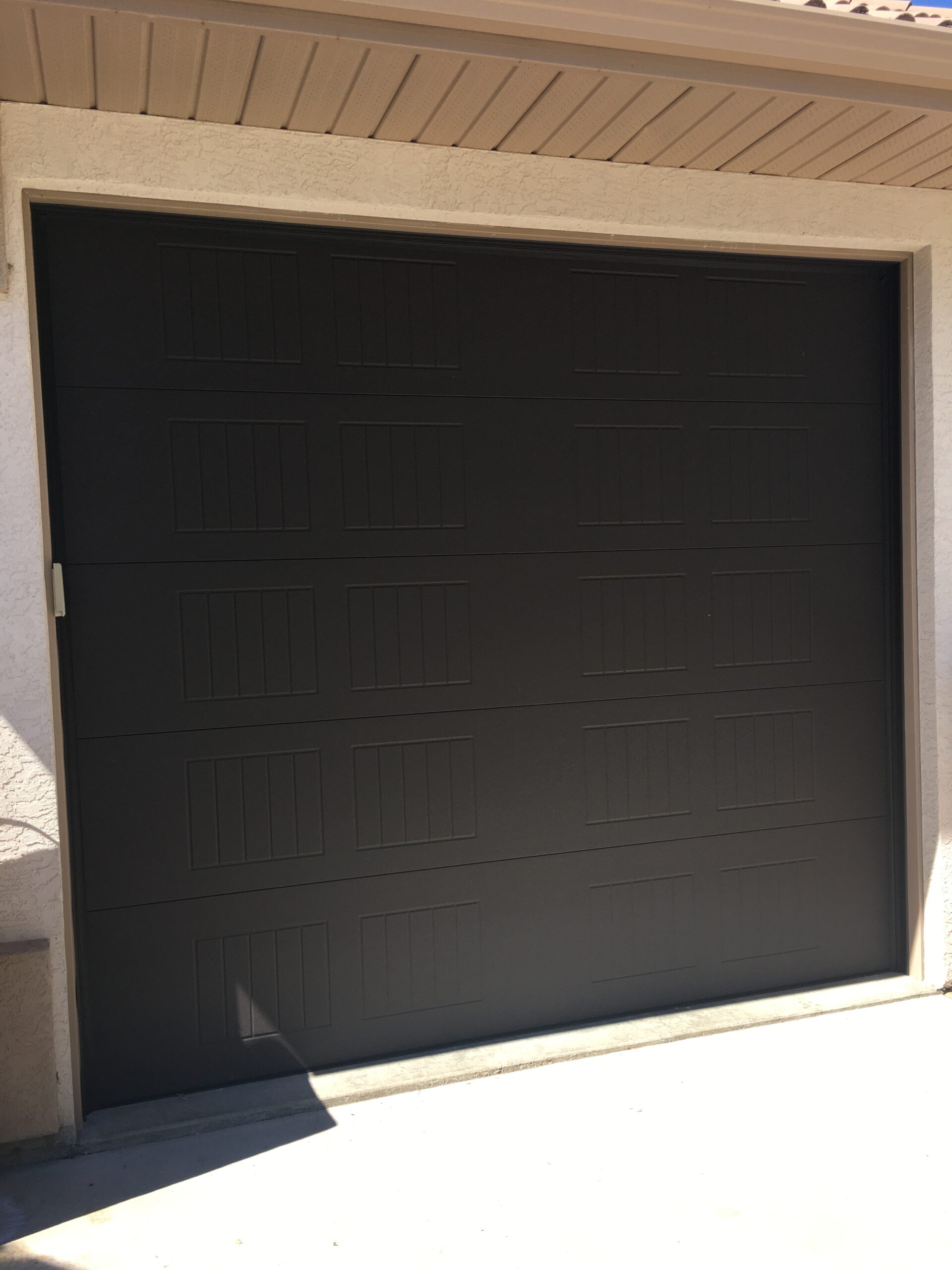 No window dark garage door