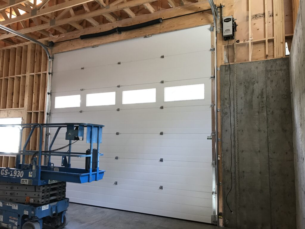 inside of commercial garage door installation