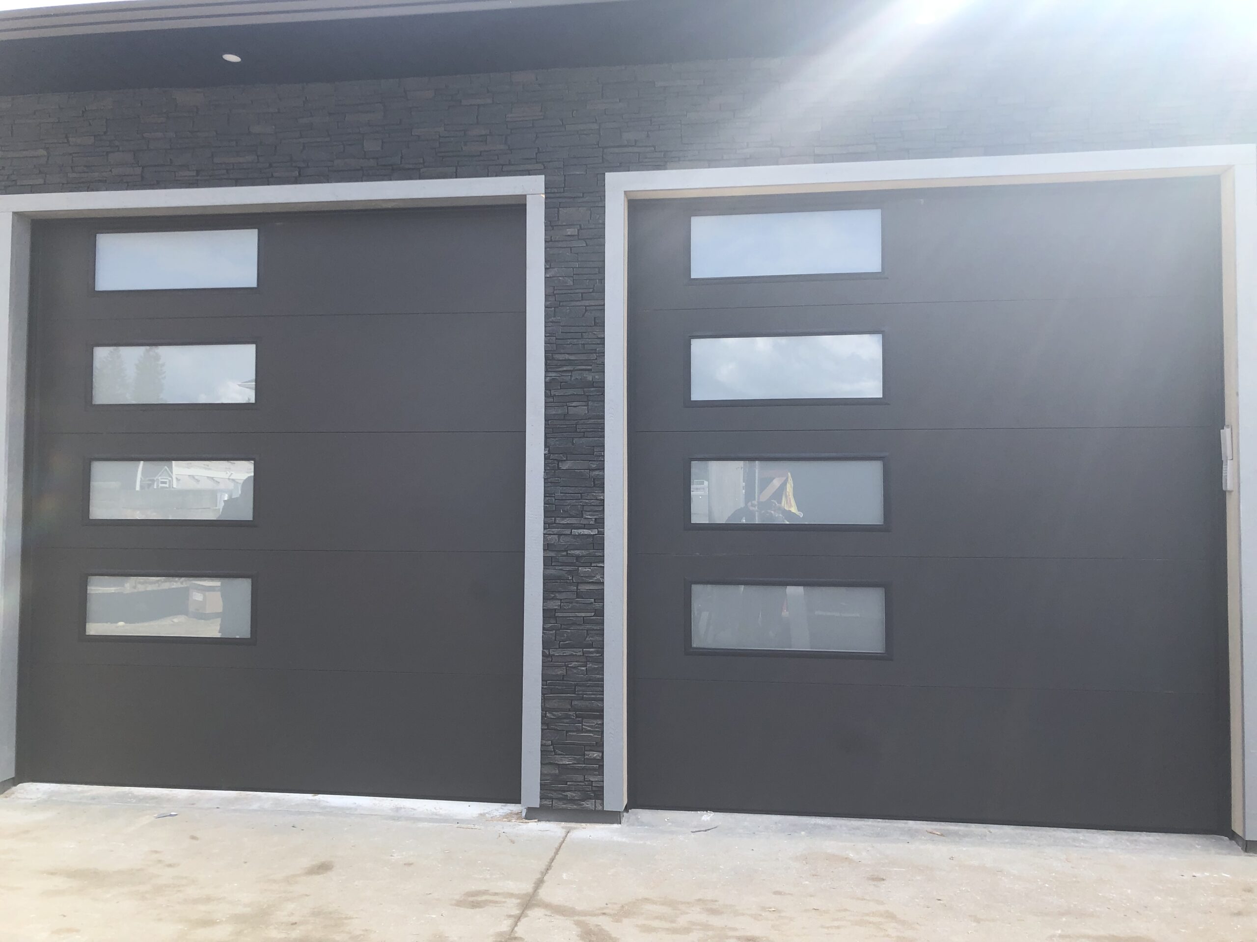 Black modern garage doors