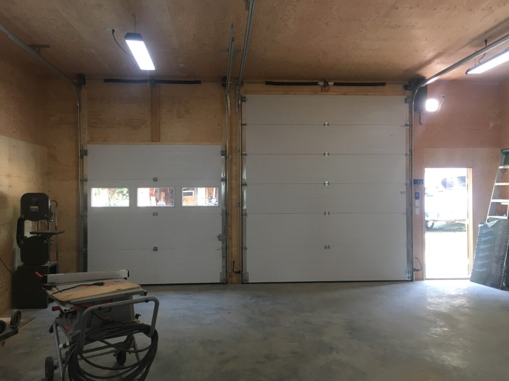 Inside view of 2 garage doors 