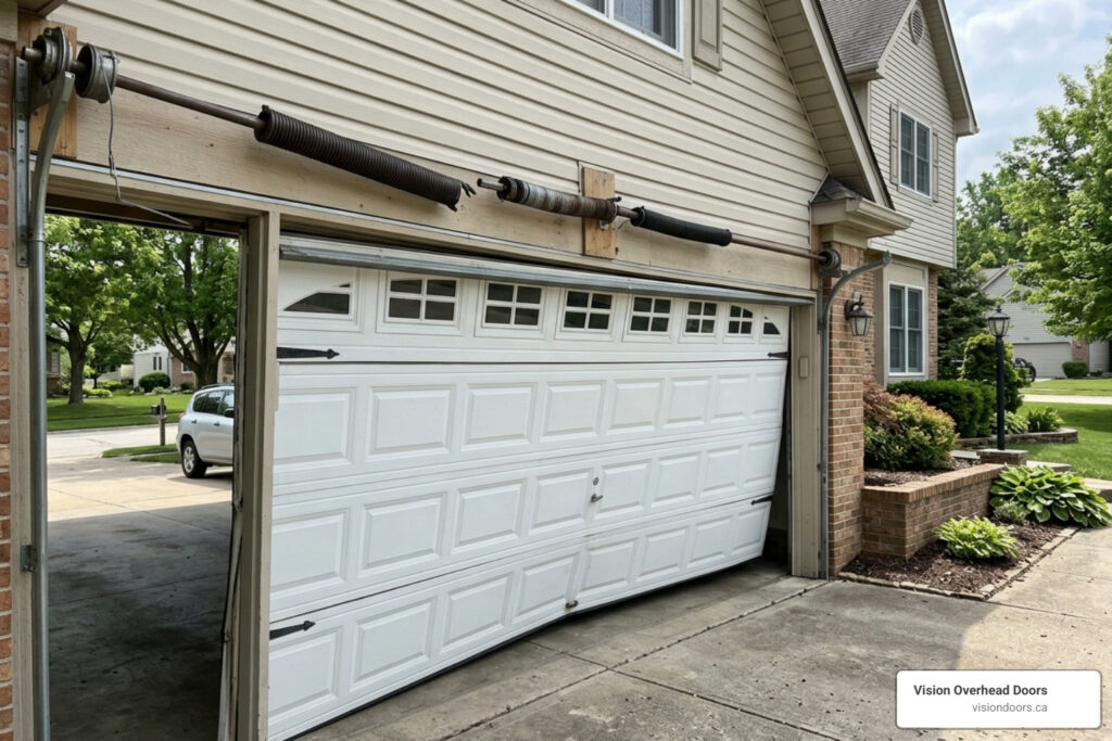 can you open a garage door with a broken spring