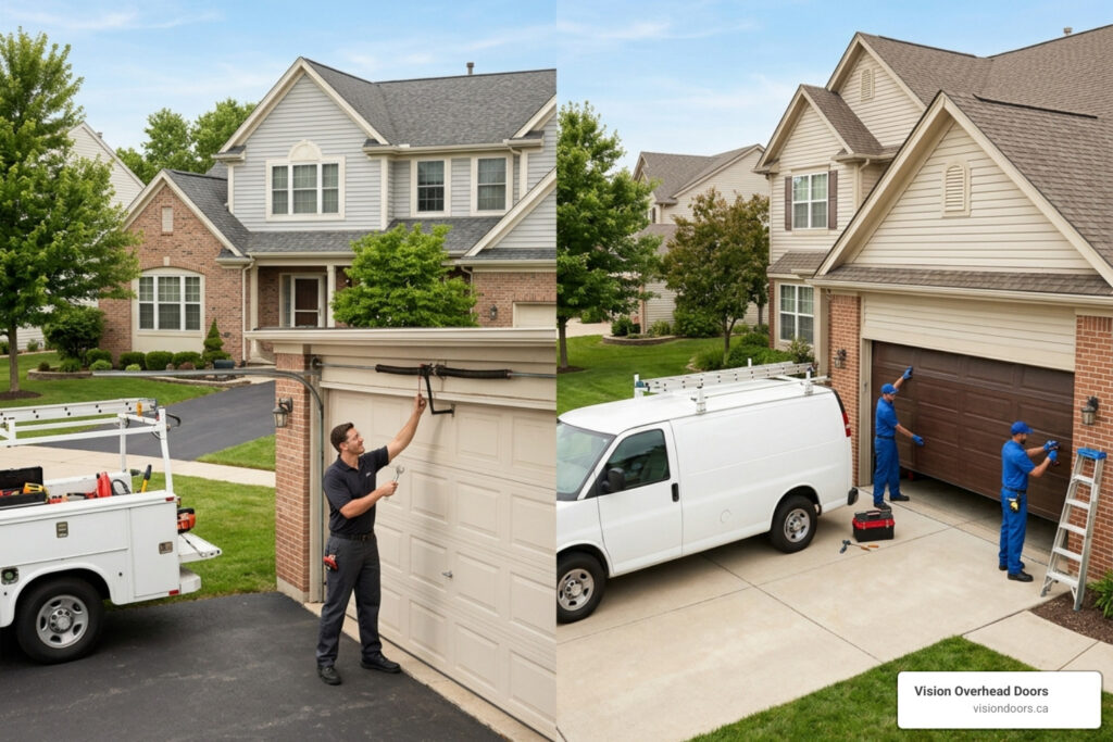 local garage door company vs national franchise comparison