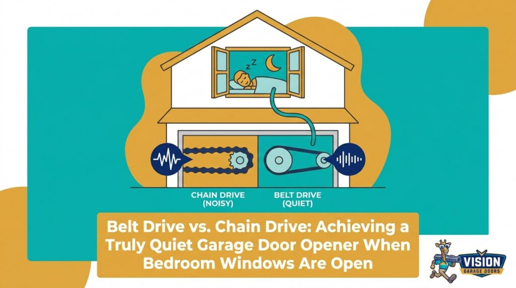 Belt Drive vs. Chain Drive: Achieving a Truly Quiet Garage Door Opener When Bedroom Windows Are Open — featured image